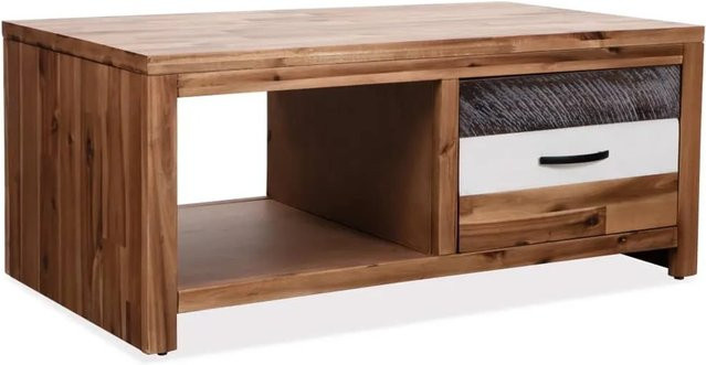 vidaXL Couchtisch aus Akazienholz in Braun und Schwarz, B/T/H: 90 x 50 x 37,5 cm - Bild 1