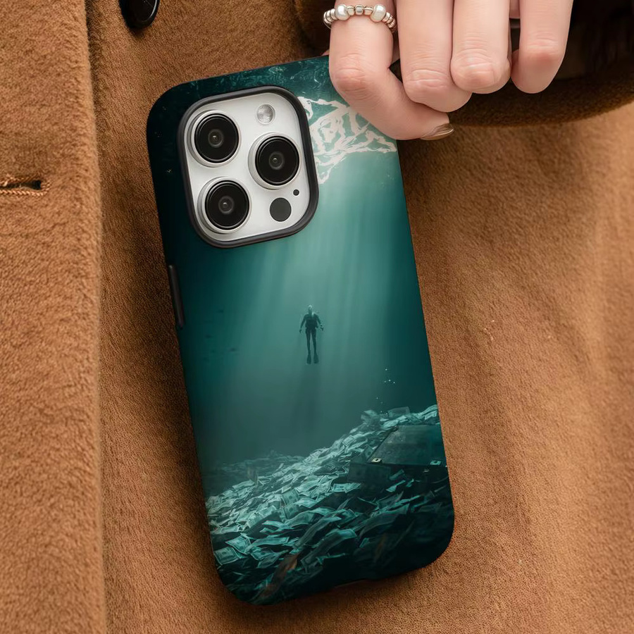 D-Dei V Unterwasser-Handyhülle für iPhone 17 16 15 14 13 12 Pro Max Plus mit glänzender HD-Doppelschicht-Flüssighartschale in Weiß - Bild 3