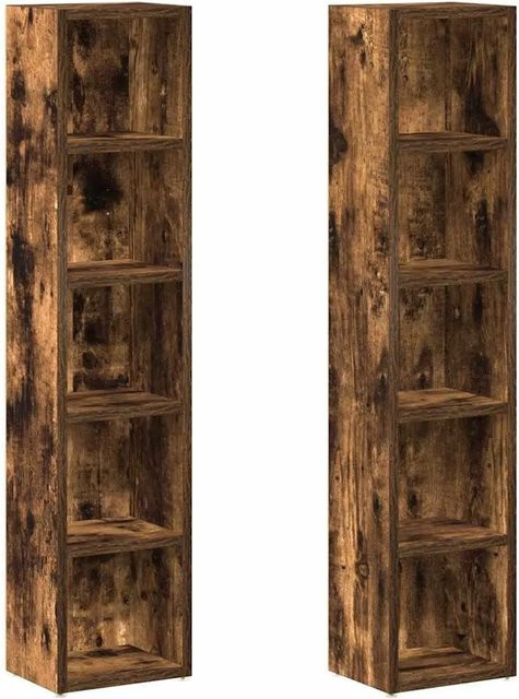 vidaXL CD-Regale 2er-Set aus Holzwerkstoff in Räuchereiche, B/T/H: 21 x 16 x 93,5 cm - Bild 1