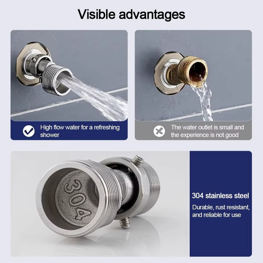 Abgewinkelter gebogener Duscharmatur-Adapter aus Edelstahl in Silber zur Wandmontage - Bild 5
