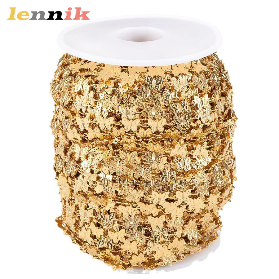 LENNIK Schmetterlingskette, Edelstahl, Gold, 100 cm, Unisex - Bild 2