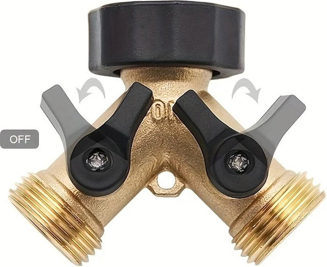 GOUN HOSE 2-Wege-Gartenschlauchverteiler Y-Typ aus Messing in Gold, 3/4 Zoll Wasserhahn-Verbindungsstück - Bild 1