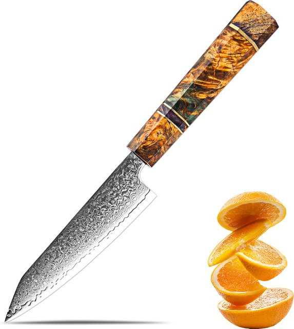 Xituo Damaskus Allzweckmesser aus Damaststahl mit achteckigem Holzgriff, 12,7 cm - Bild 1