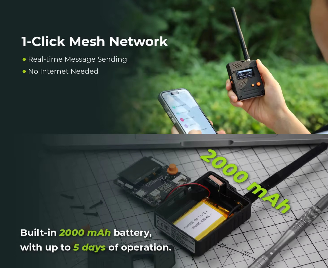 Seeed Studio Meshtastic Node MeshCore LoRa Mesh-Kommunikation Wio Tracker L1 Pro mit 1,3-Zoll OLED-Display, GPS und nRF52840 in Schwarz - Bild 3