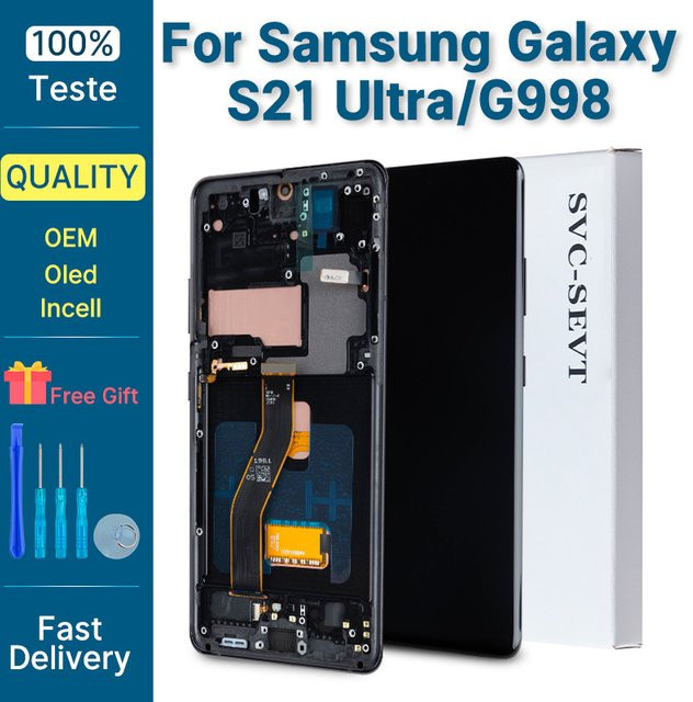 Samsung Galaxy S21 Ultra 5G LCD Display Touchscreen Ersatzpanel mit Rahmen in Schwarz (Refurbished) - Bild 1