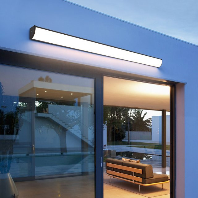 PARKSON Außenwandleuchte minimalistische LED Wandleuchte aus Aluminium mit Fernbedienung und Dimmfunktion IP65 Schwarz - Bild 1