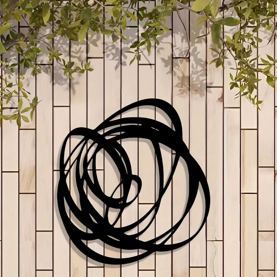 Syyke Moderne Metall-Wandskulptur CIFBUY Abstrakte Kreisförmige Eisenkunst in Schwarz für Wohnzimmer und Terrasse - Bild 4