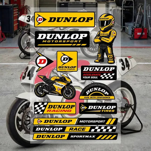 Dunlop Wasserfeste Graffiti PVC-Aufkleber in Multicolour für Auto, Motorrad, Skateboard und Helm - Bild 1