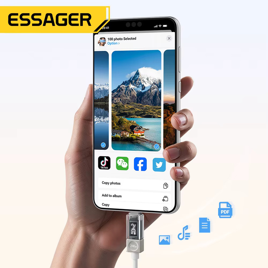 Essager 240W Typ-C-Schnellladekabel in Blau für iPhone, Macbook, iPad, Xiaomi und Samsung - Bild 4