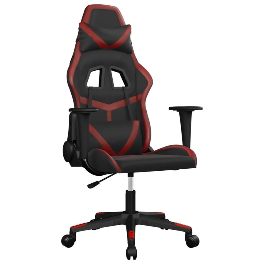 vidaXL Gaming-Stuhl mit Massagefunktion in Schwarz und Weinrot aus Kunstleder - Bild 2