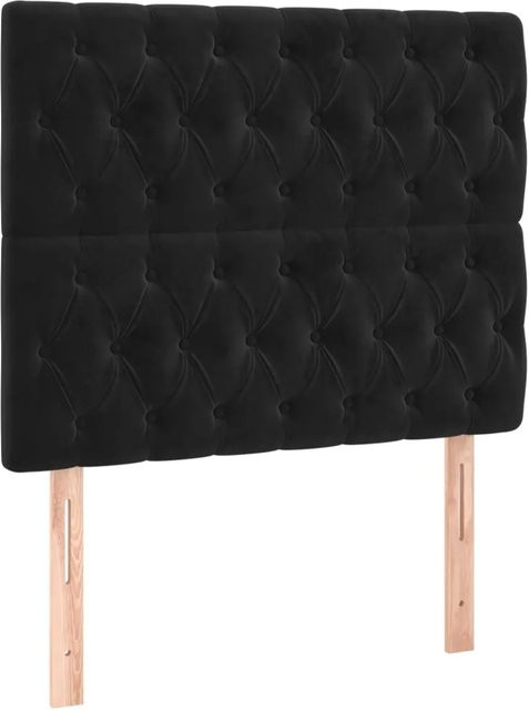 vidaXL LED Kopfteil in Schwarz aus Samt mit USB-Ladeport und integrierter Beleuchtung, B/H: 100 x 118/128 cm - Bild 1