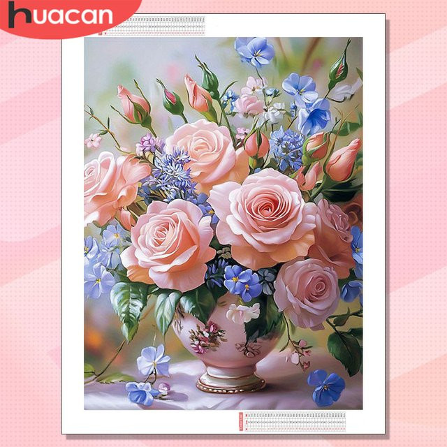HUACAN Diamond Painting Sets Rosen-Blumen, Mosaik, rund, bunt - Bild 1