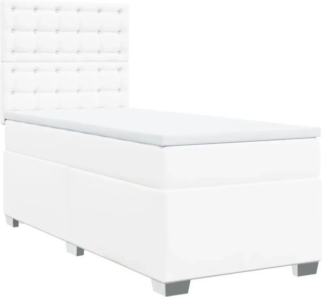 vidaXL Boxspringbett Hybrid mit Matratze und Taschenfederkern in Weiß, B/T: 90 x 190 cm - Bild 1