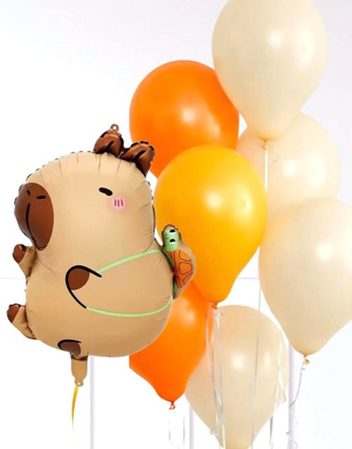 Potdemiel Capybara Party-Ballon-Set mit Folien- und Latexballons in Mehrfarbig für Kindergeburtstage - Bild 1