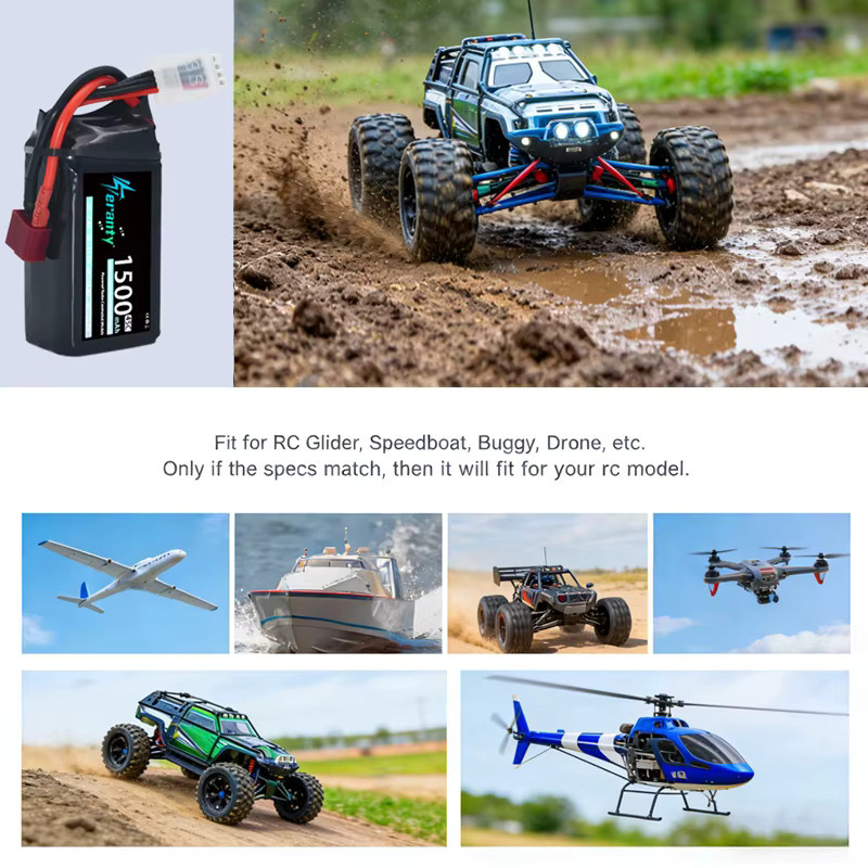 TERANTY Lipo-Akku, 1500mAh, für RC Auto Truck Buggy FPV Drohne Helikopter Flugzeug - Bild 3