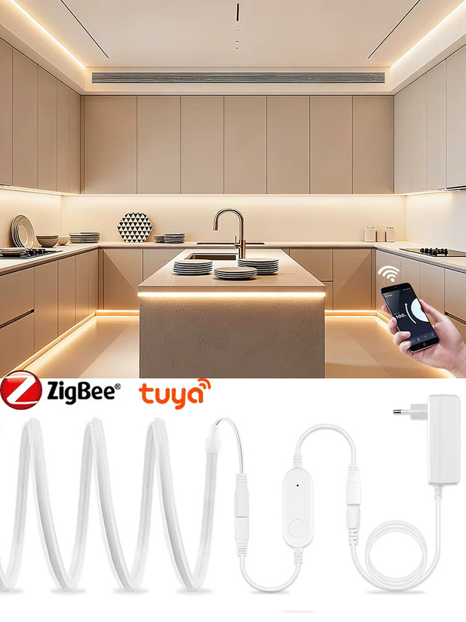 Rybakov COB LED-Streifen in Weiß, dimmbare Silikon Unterbauleuchte mit ZigBee, Tuya und WLAN für Küche und Möbel - Bild 5