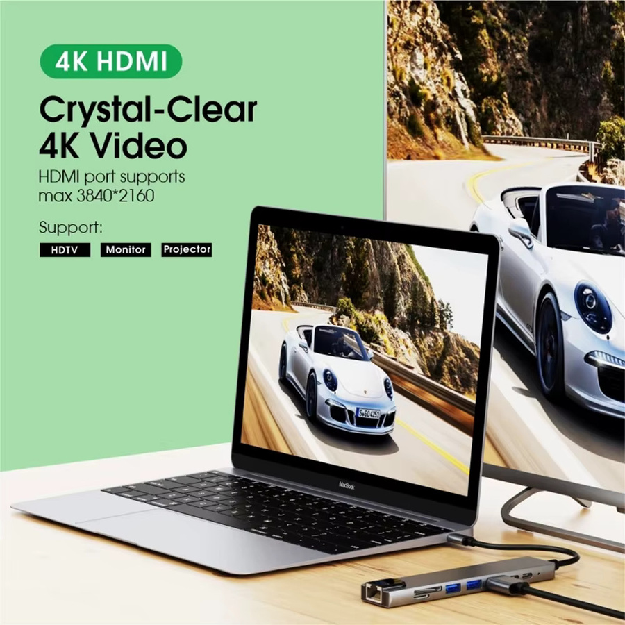 Vothoon 8-in-1 USB-C Hub mit Ethernet, 4K HDMI und 87W PD-Schnellladefunktion für MacBook Pro und Air - Bild 3