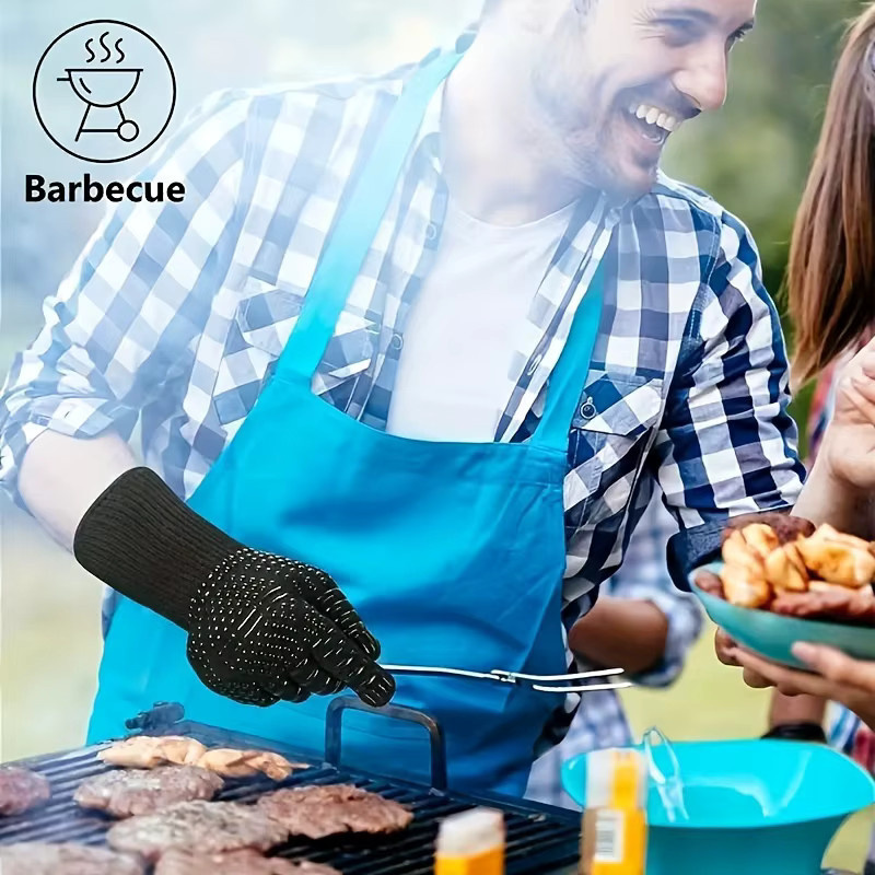 Hitzebeständige Silikon-Ofenhandschuhe in Schwarz für Grillen, Kochen und Backen, B/T/H: 32,0 x 12,5 cm - Bild 6