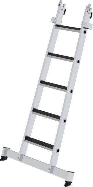 PROREGAL Stufen-Glasreinigerleiter mit Unterteil Traverse und Clip-Step R13, 5 Stufen, Silber - Bild 1