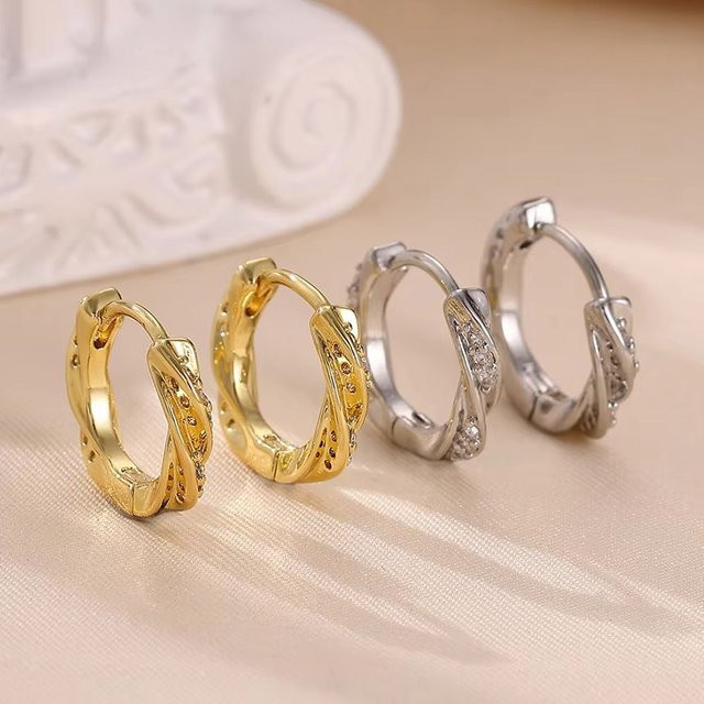ETCAVCE Creolen, Gold, Zirkonia, Damen - Bild 1