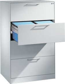 C+P Karteischrank Asisto für DIN A4 quer, 4 Schubladen, zweibahnig, Lichtgrau, B: 60,0 cm, H: 131,0 cm, T: 80,0 cm - Bild 1