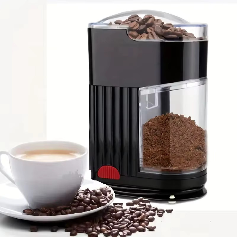 Enerburg Elektrische Edelstahl-Kaffeemühle in Schwarz und Silber mit einstellbarem Mahlgrad für Bohnen, Kräuter, Erdnüsse und Getreide, 110V - Bild 5