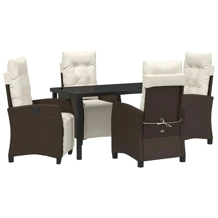 vidaXL Garten Essgruppe 5-teilig aus Poly-Rattan und Glas in Braun - Bild 2
