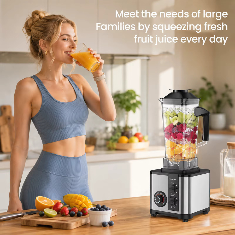 2-in-1 Hochgeschwindigkeits-Standmixer und Zerkleinerer mit 9500W, 8-Klingen-Smoothie-Maker und 24000 U/min, Silber, 2,5 l - Bild 8