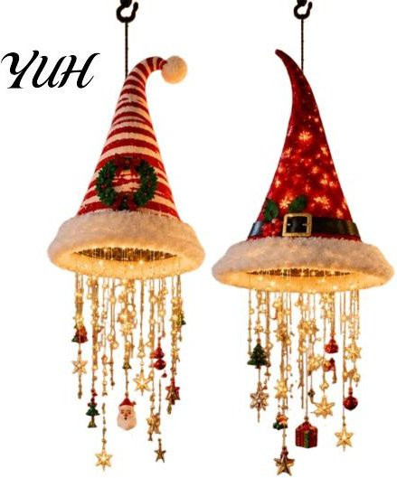 Yuhangdei Weihnachtsbaum Hängende Ornamente mit LED-Lichterkette in Rot und Weiß - Bild 1