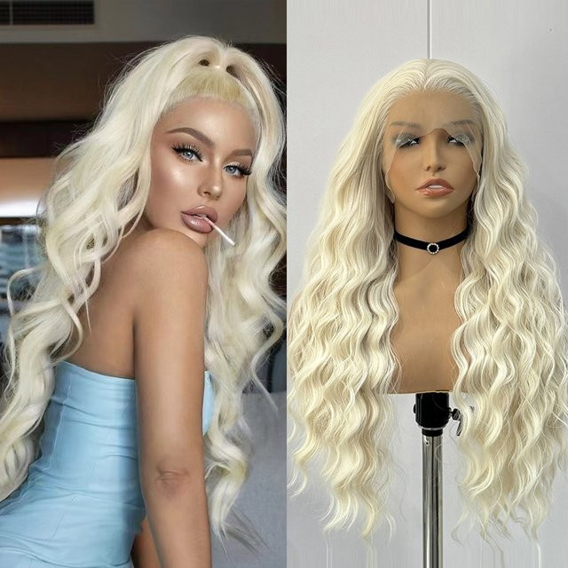 UStyleHair Perücke, platinblond, lockig, Lace-Front, Damen - Bild 1