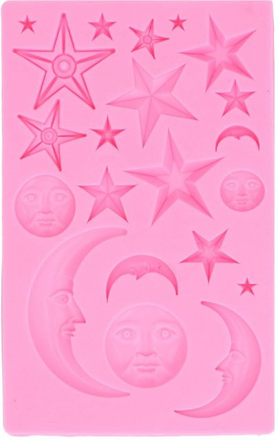 CosyHome Silikon Formen für Fondant und Cupcakes mit Sonne Mond Stern Motiven in Pink - Bild 1