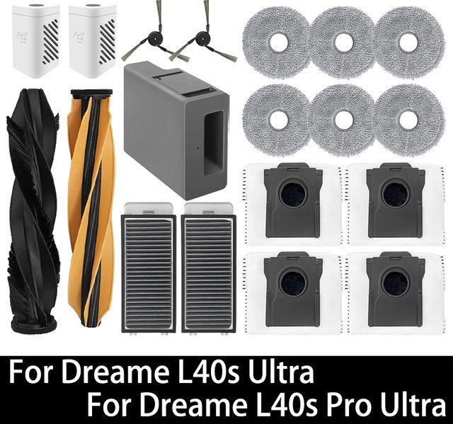 Dreame L40s Ultra und L40s Pro Ultra Staubsauger Ersatzteil-Set mit Hauptbürste, Seitenbürste, HEPA-Filter, Wischtüchern und Staubbeuteln in Multicolour - Bild 1