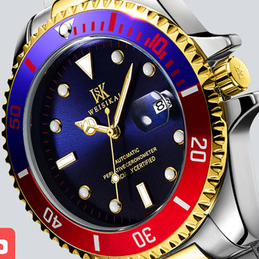 WEISIKAI Armbanduhr Automatik, Edelstahl, Blau, Herren - Bild 3