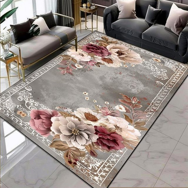 Karpetti Teppich im europäischen Stil mit Blumenmuster, grau, B/T: 200 x 300 cm - Bild 1