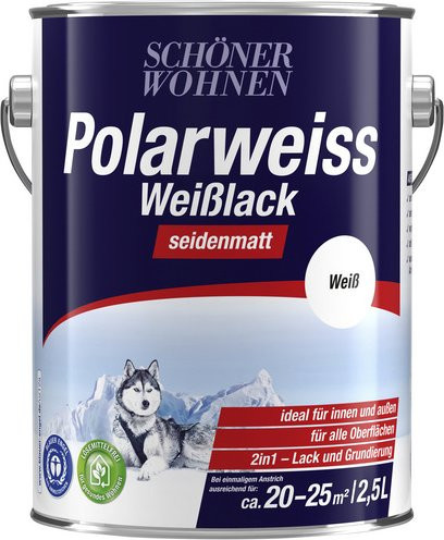 Schöner Wohnen Weißlack Polarweiss für Holz, Farbe: Weiß, Glanzgrad: Seidenmatt, 2,5 l - Bild 1