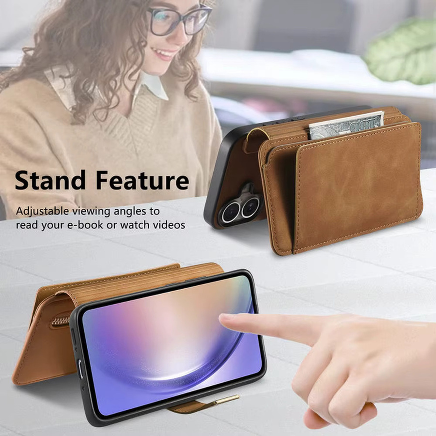 2-in-1 Magnetische Leder-Brieftaschenhülle mit Reißverschluss für Xiaomi 17T Pro 5G und Xiaomi 15T Pro in Orange oder Braun - Bild 5