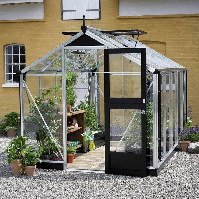 Juliana Gewächshaus Compact 8 Alu in Silber mit Sicherheitsglas und Satteldach - Bild 1