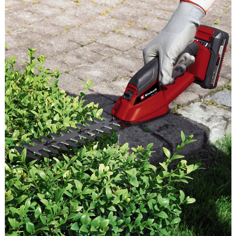 Einhell Power X-Change Akku-Gras- und Strauchschere GC-CG 18 Li-Solo in Rot/Schwarz mit laser-cut Grasschneideblatt aus Metall - Bild 3