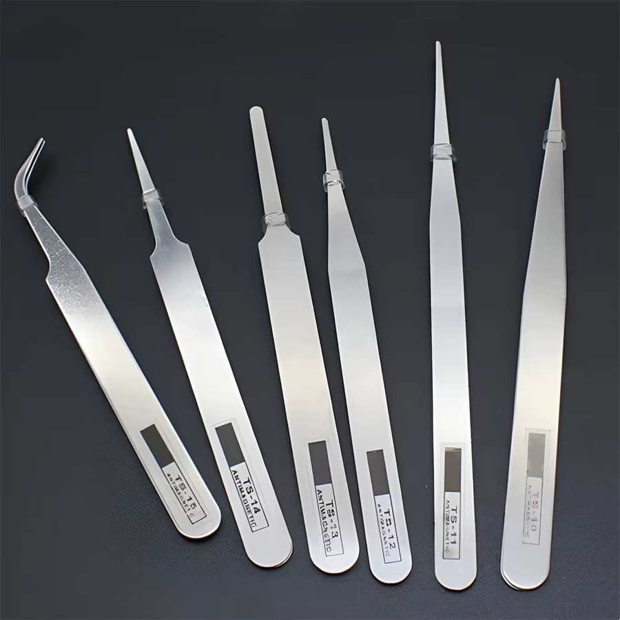 YIAEEY 6er Set Uhren Reparatur Werkzeug aus Edelstahl mit geraden und gebogenen Pinzetten für Mechanik und Quarz Uhren in Silber - Bild 2