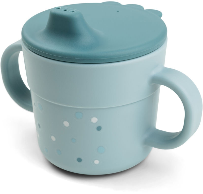 Done by Deer Foodie Spout Cup Happy Dots Blue Trinklernbecher für Kinder mit Deckel - Bild 1