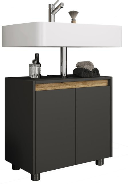 VCM Waschbeckenunterschrank Cosila aus Holz in Braun mit 2 Drehtüren und offenem Fach, H x B x T: 55 x 57 x 33 cm - Bild 1