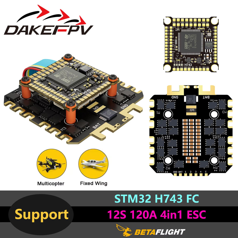 DAKEFPV H743 Flugcontroller RC-Stack für FPV Racing Drohnen in Schwarz mit 120A FC und BLS Bluejay ESC für 10 bis 18 Zoll Modelle - Bild 2