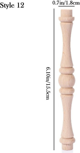 Massivholz Möbelbeine aus Gummibaumholz im europäischen Vintage-Stil, braun, Höhe: 6,5 cm - Bild 1