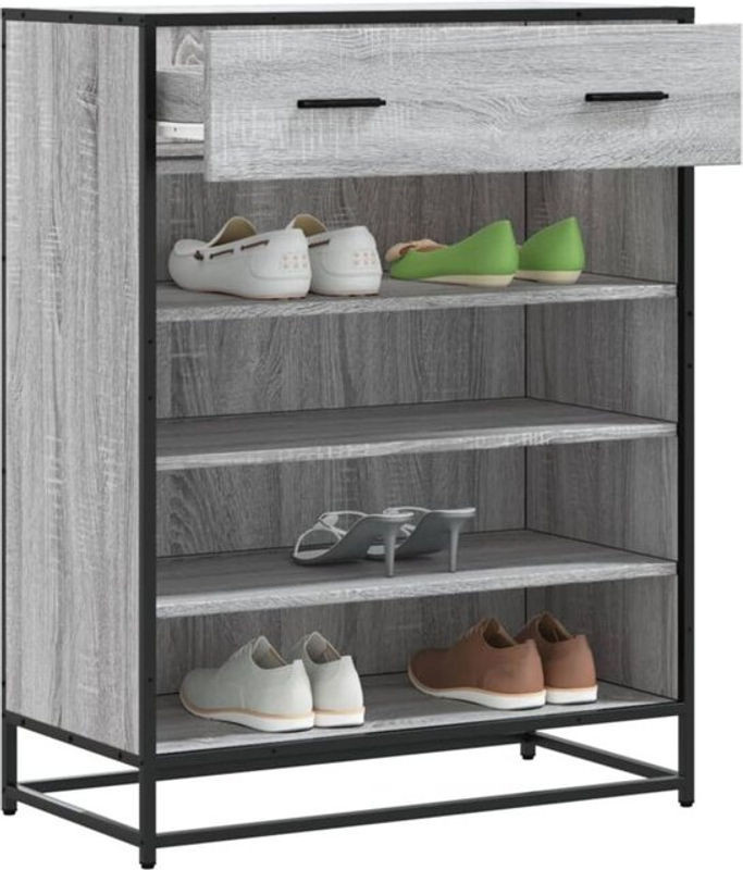 Vidaxl Schuhschrank Industrial Grau aus Holzwerkstoff und Metall B/T/H: 75 x 38 x 97,5 cm - Bild 1