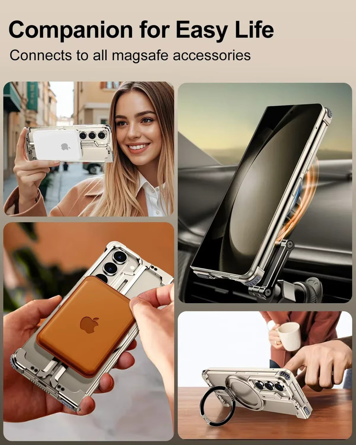 Eary Schutzhülle für Samsung Galaxy Z Fold 6 mit 360 Grad drehbarem magnetischem Metallständer und stoßfestem Rahmenlose Design - Bild 5