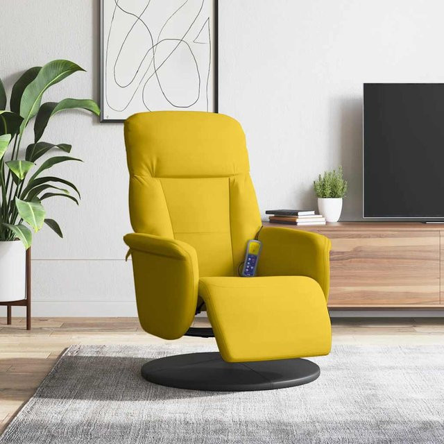 vidaXL Relaxsessel mit ausklappbarer Fußstütze aus gelbem Samt - Bild 2