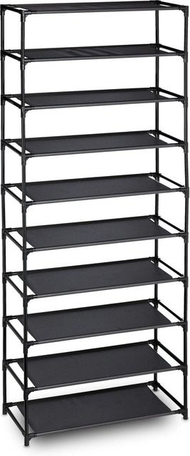 Relaxdays Schuhregal aus Eisen in Schwarz, höhenverstellbares Stecksystem für Flur und Treppenhaus, H: 150 cm, B: 62 cm, T: 28 cm - Bild 1