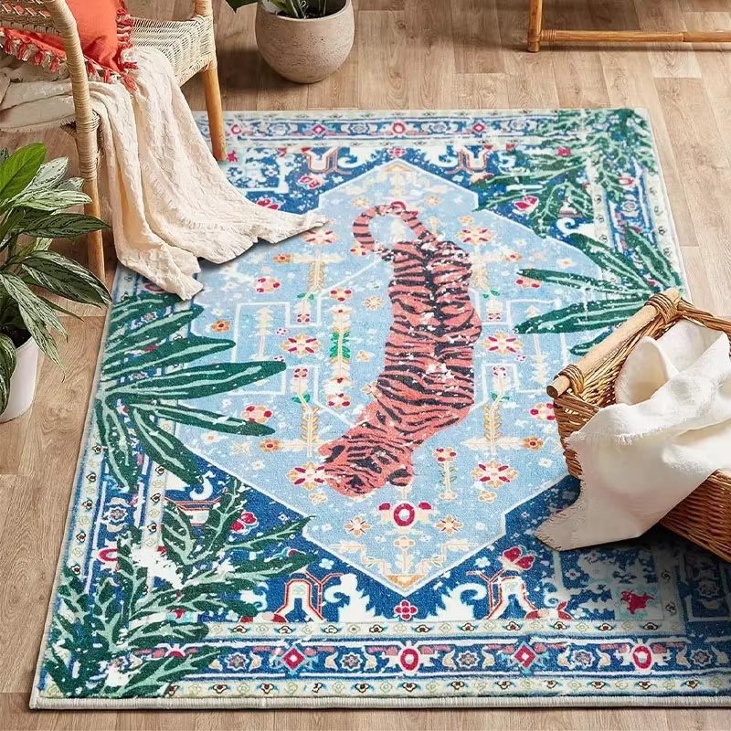 VIKAMA Teppich im Nordic-Stil aus Kaschmir-Imitation, blau, rutschfest, rechteckig - Bild 2