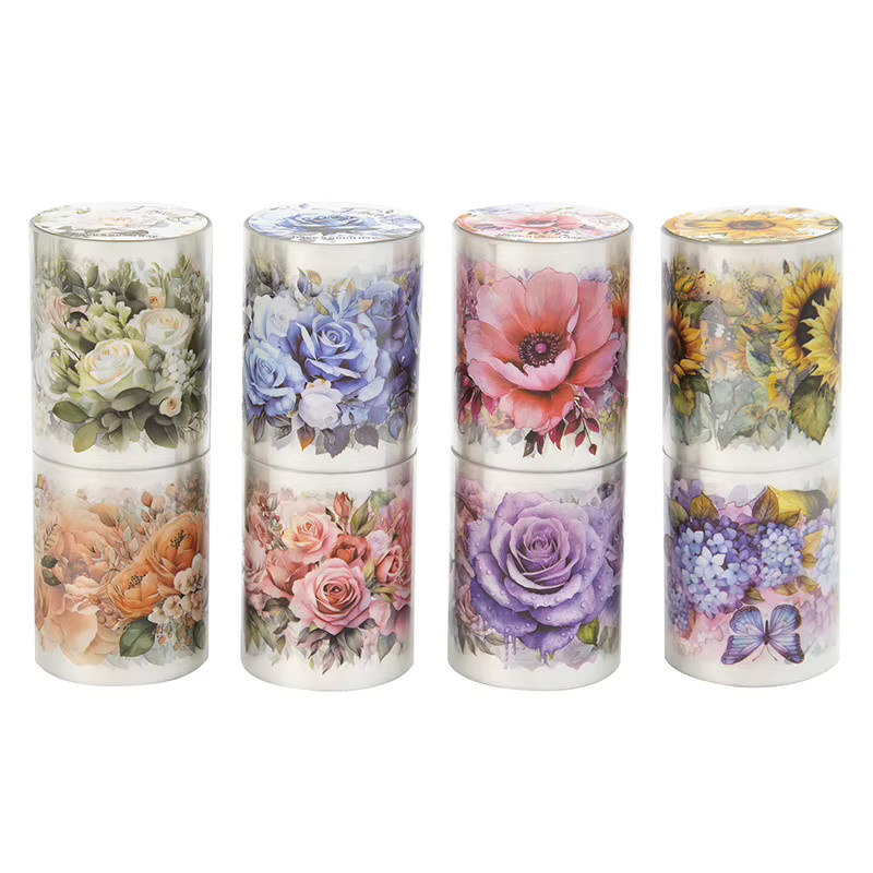 Blumen-Meer-Serie Washi Tape aus PET mit Pflanzenmotiven, 200 cm Rolle, Mehrfarbig, Dekorationsaufkleber für DIY-Notizbücher und Guka-Collagen - Bild 2