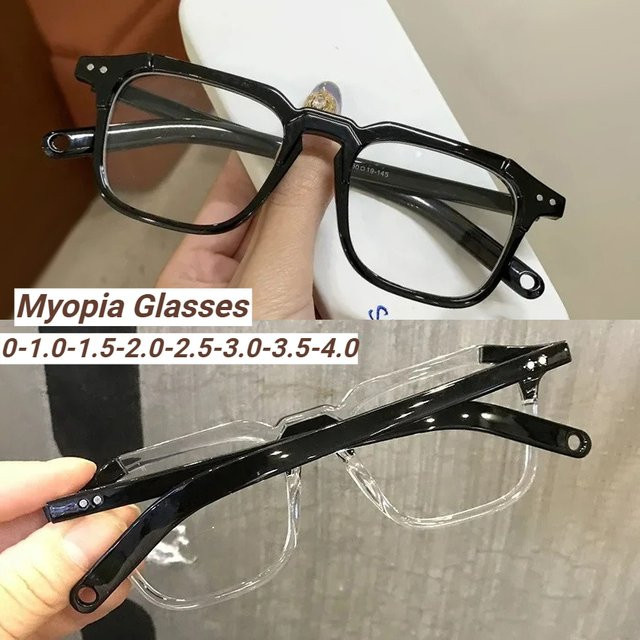 Anti-Blaulicht-Myopie-Brille, Unisex, Vollrand, Square, Plastic, Black, Transparent - Bild 1